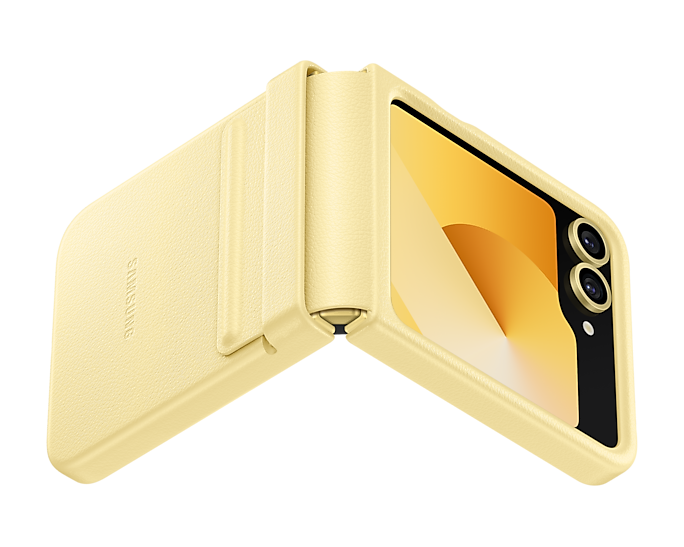 Samsung Galaxy Z Flip6 Leather Case | Yellow Samsung Galaxy Z Flip6 Leather Case | Yellow